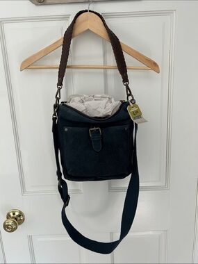 Fat face Elle Navy Suede Crossbody Bag, New w Tags! Orig retail $114